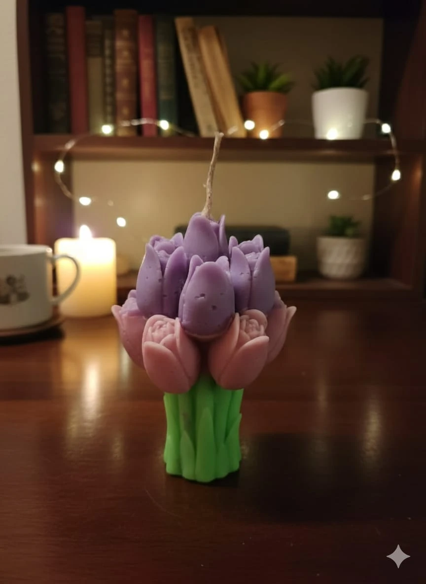 Aura Blooms: The Tulip Bouquet Candle – Handcrafted scented candle by Shilpo O Soul